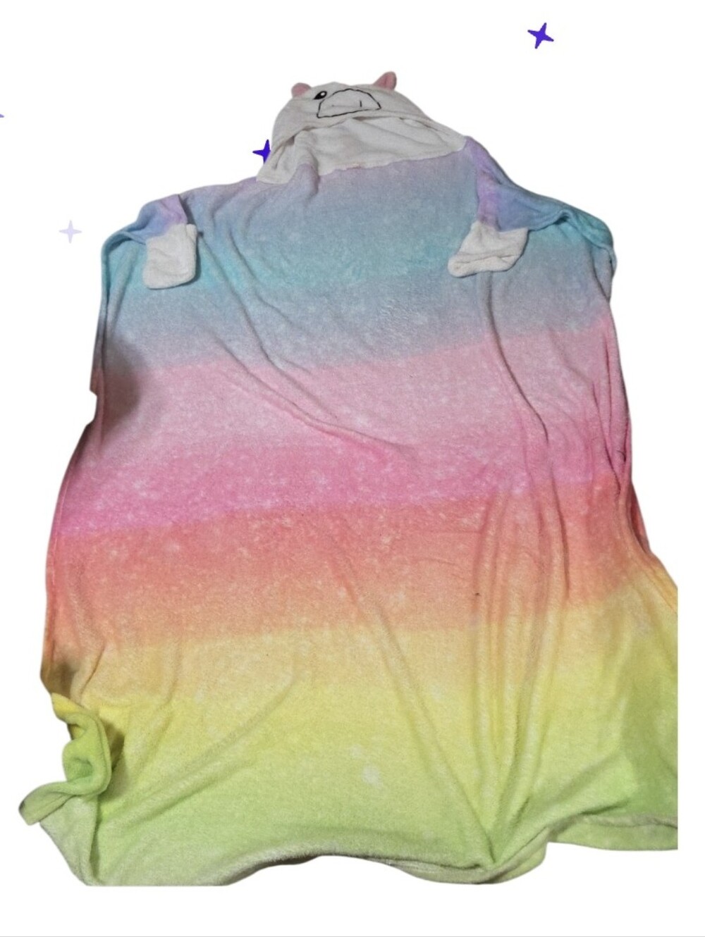Rainbow Unicorn Hooded Blanket Poncho Full Sized